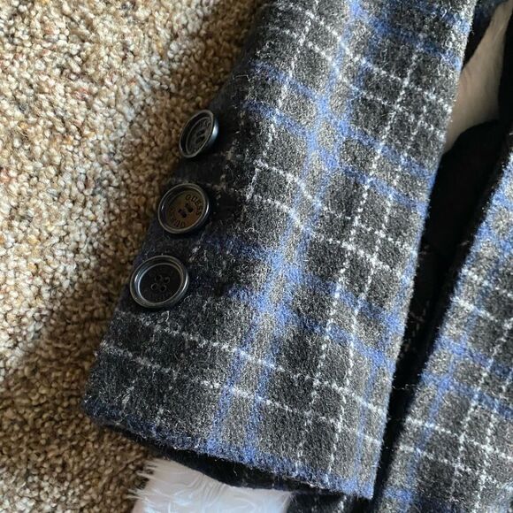 Guess Jacket Pea Coat Plaid Wool Blend Button Front Y2K Lined Women’s Sz Medium - Picture 5 of 15